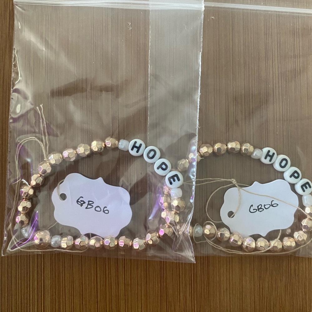 Krissette Martin Designs "Hope" Beaded Bracelet Stack – Pink & White Set of Two